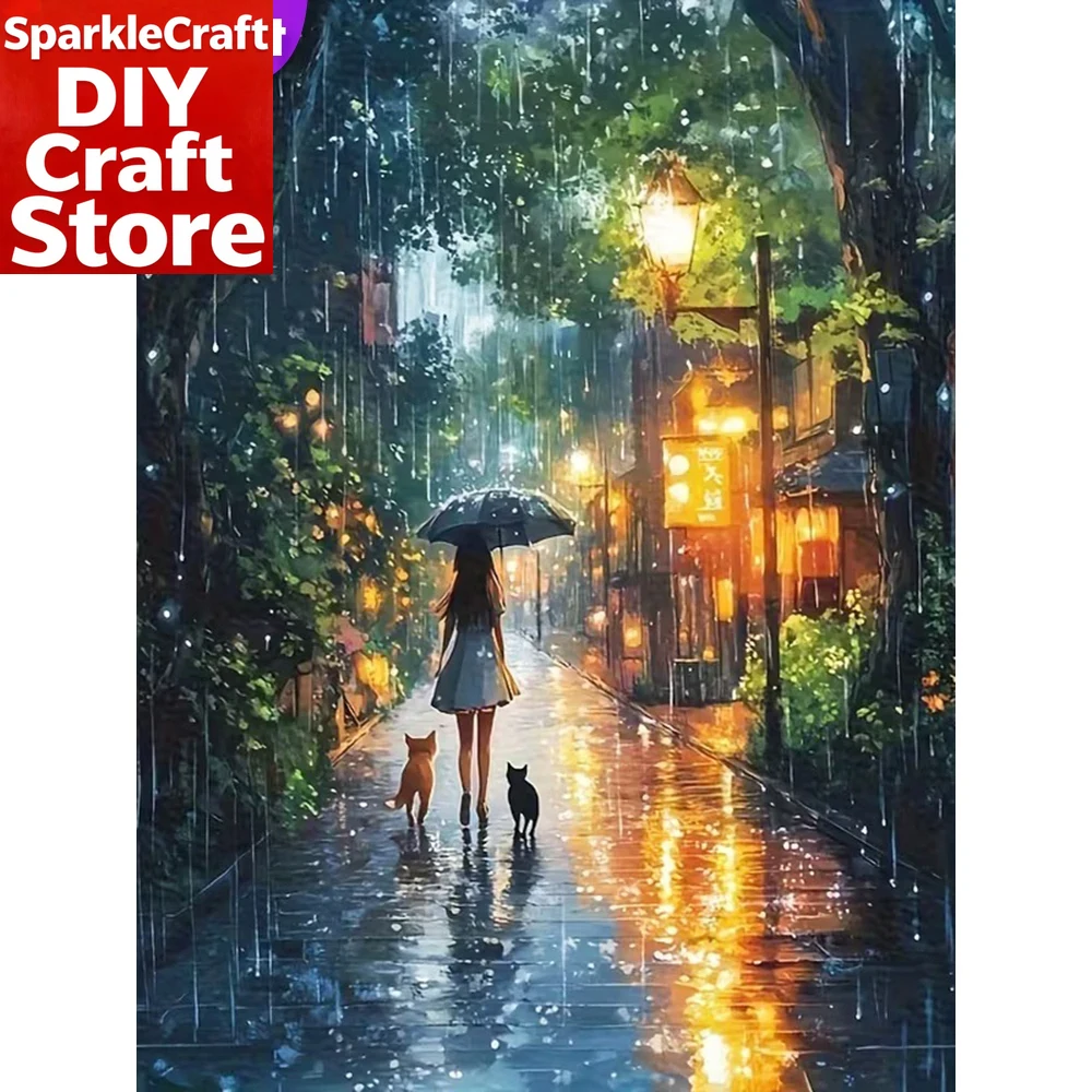 Resin Craft For Beginners - ชุดงานฝีมือปักเพชร DIY แบบไร้กรอบ 1 ชิ้น ลายวิวทิวทัศน์