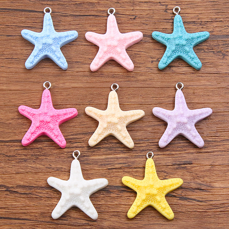 Resin Crafts Diy - จี้เรซิ่นรูปปลาดาวสีโดปามีน 10 ชิ้น จี้รูปมหาสมุทร อุปกรณ์ DIY