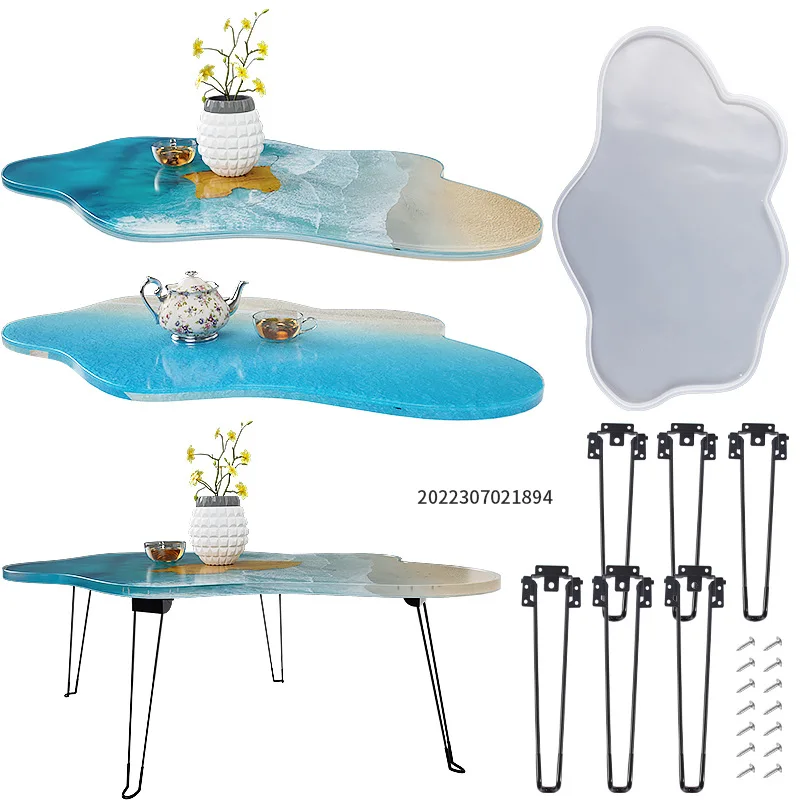 Resin Ocean Wave Mold - ขนาดใหญ่61ซม.ไม่สม่ำเสมอถาดอีพ็อกซี่ซิลิโคนเรซินแม่พิมพ์ Wave ตาราง River ตารางซิลิโคนแม่พิมพ์ DIY