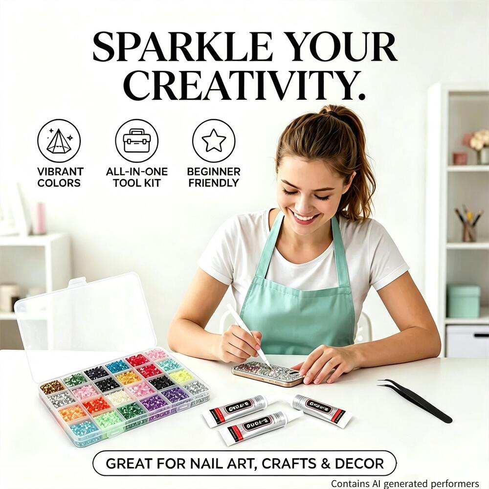 Resin Jewelry Kit - ชุดเพชรเรซินหลากสีขนาด 3 มม. พร้อมเครื่องมือ แหนบ ปากกา